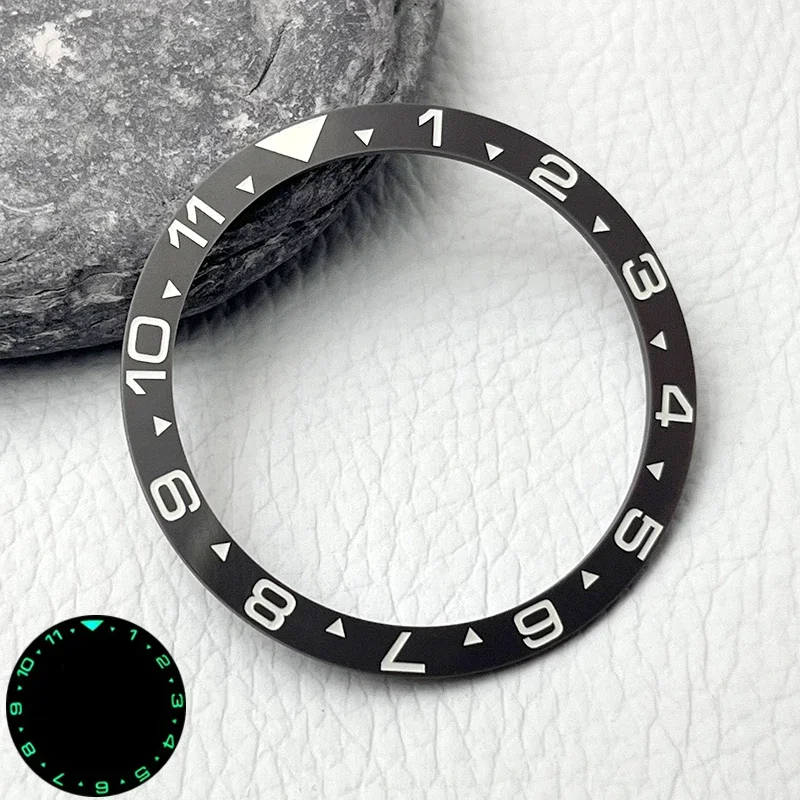 Enhanced 38mm Flat Super Luminous Ceramic Watch Bezel Insert