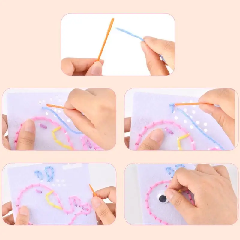 Kids Sewing Kit String Knitting Kits Threading Board Toddler Sewing Toddler Lacing Cards Board Toys For Enhance Cognitive