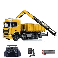 Metal 1:14 770S 10x10 Hydraulic RC Dumper Remote Control Full Dump Trucks Crane Light Sound 3 Speed Transmission Car Toy Vehicle 1