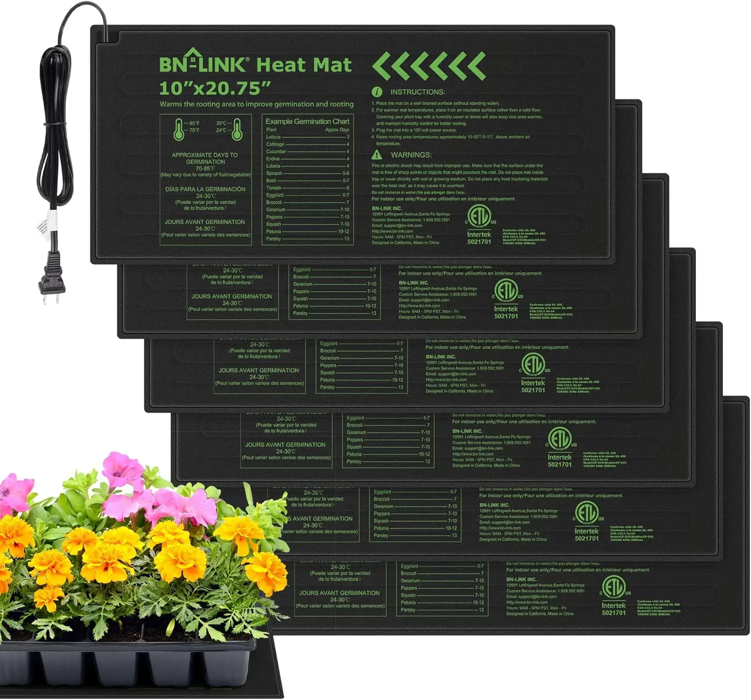Durable Seedling Heat Mats Warm Hydroponic Heat Mats Waterproof 10&ldquo; x 20.75&rdquo;-Pack of 6