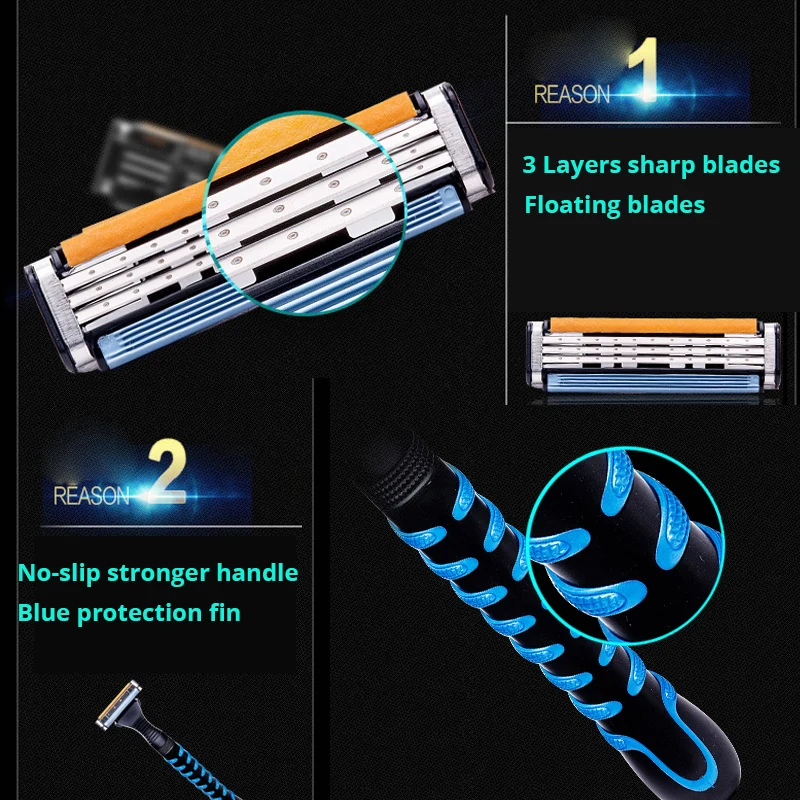 Gillette Vector 3 Razor Blades 3 Layers for Men Safety Body Face Hair Removal Shaver Blade Gift Sharp Replacement Heads 8/12pcs