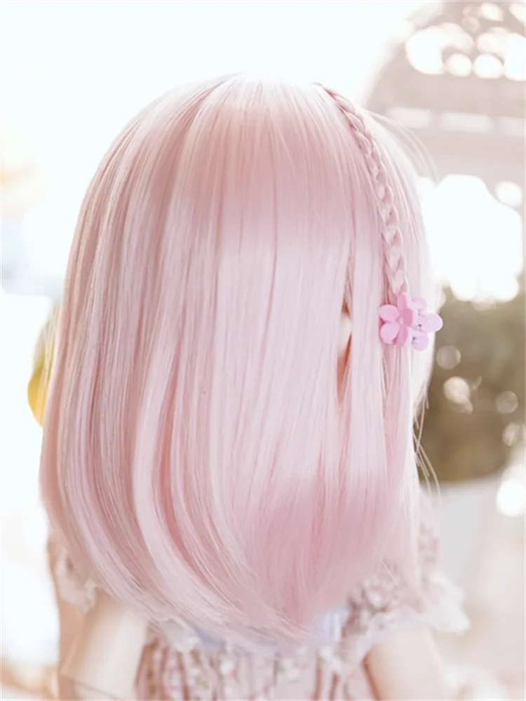 BJD Doll Wigs Long Hair For 1/3 1/4 1/6 MSD MDD YOSD With Bangs Black Brown Pink Hair Accessories