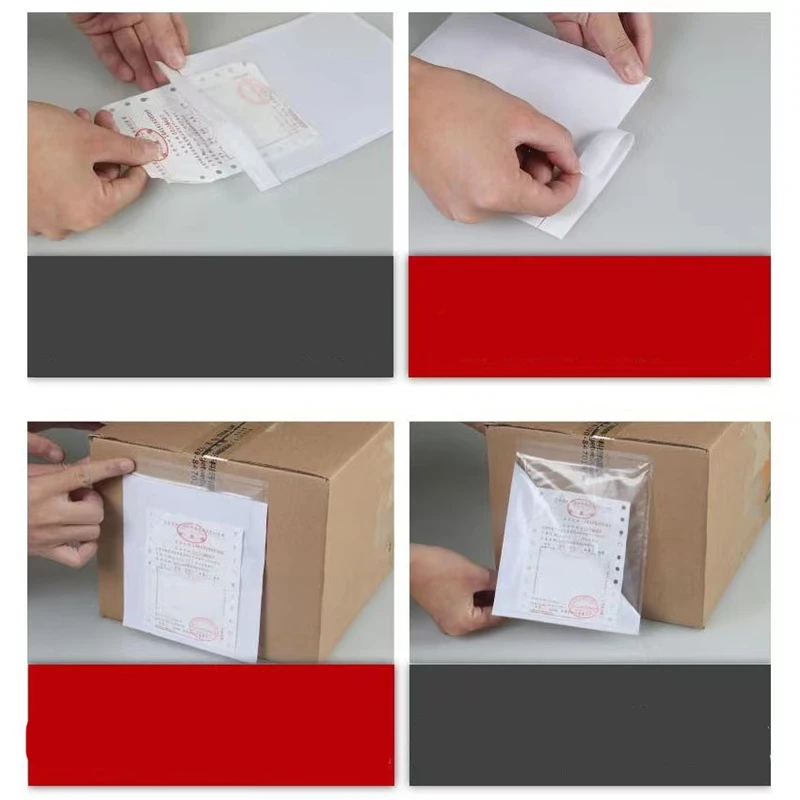 50 Stks/partij Plastic Zakken Transparant Rugzak Rekening Tas Enkele Factuur Papierformaat Verpakkingsstickers Koerierstas Mailing Enveloppen