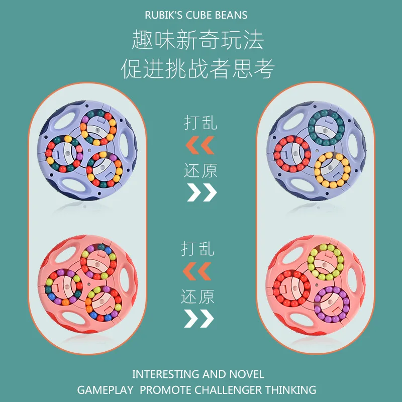Puzzle Rotating Magic Bean Kindergarten Hand Early Education Finger Burger Magic Cube Top Double sided Fingertip Magic Plate Toy 3