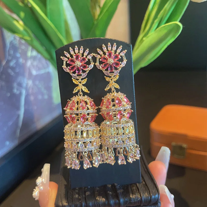 Bilincolor Zircon Colorful Wind Chime Earrings