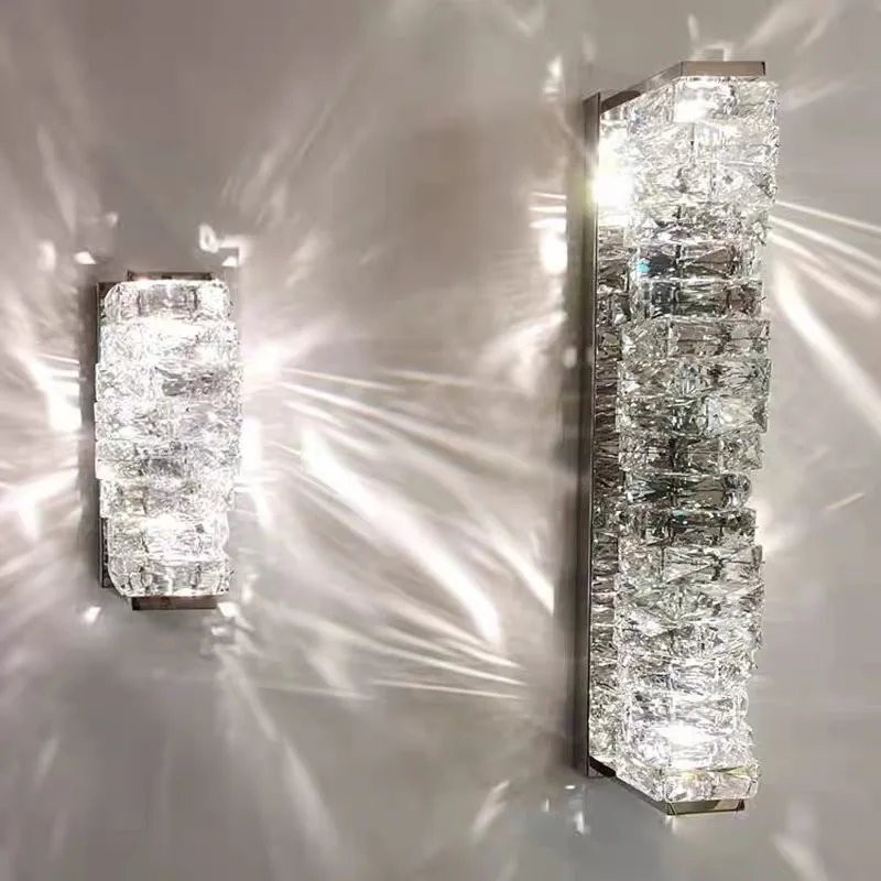 럭셔리 크리스탈 LED 벽 조명 침실 침실 거실 홈 호텔 골드 크롬 현대 장식 Sconce 실내 비품