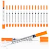 30/15/5Pcs 0.5Ml/1Ml Disposable Plastic Veterinary Syringe with Needle, Suitable for Pets and Farm Animals, Manual Push-Type Syringe with Needle, Farm Animal Syringe, Suitable for Cats, Dogs, Pigs 5