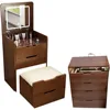 3 in 1 Vanity Desk with Flip Top Lighted Mirror, Compact Makeup Vanity with 3 Storage Drawers and Cushioned Makeup Stool 6