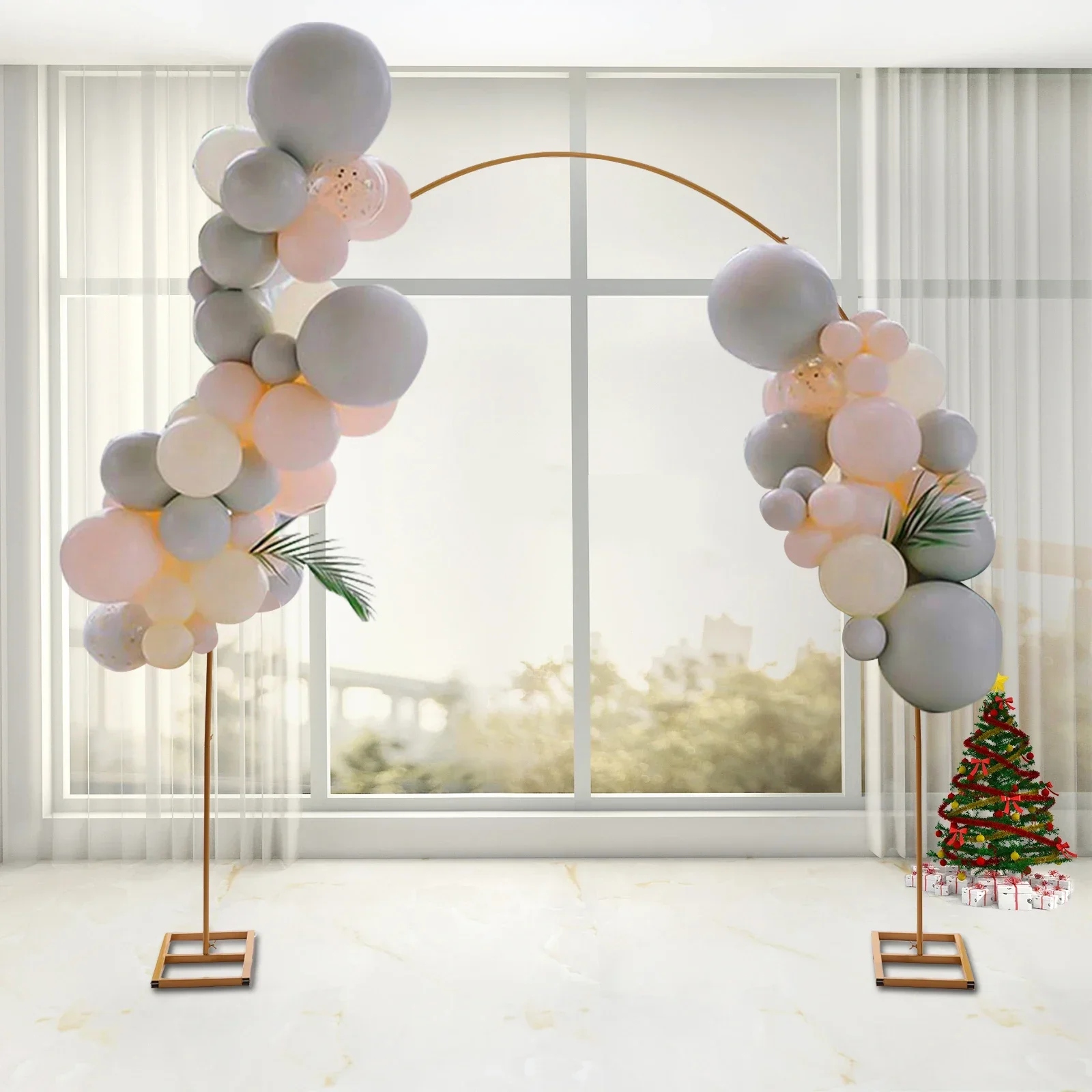 Gold Balloon Backdrop Stand Metal Wedding Arch Bridal Garden Yard Indoor Outdoor Party Decoration 7.5ft Flower Not Include wedding arch stand