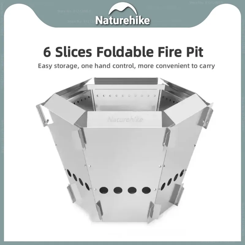 Naturehike 접이식 스테인레스 스틸 파이어 랙, 이동식 야외 캠핑 피크닉 요리 난방 스토브, 휴대용 나무 스토브, 6 개