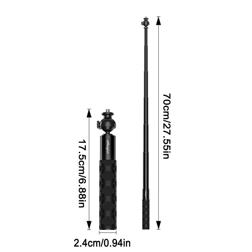Ball Head Selfie Stick Sports Camera Extension Rod Stick Aluminum Alloy Selfie Phone Tripod for DJI/GoPro/Insta360 Camera