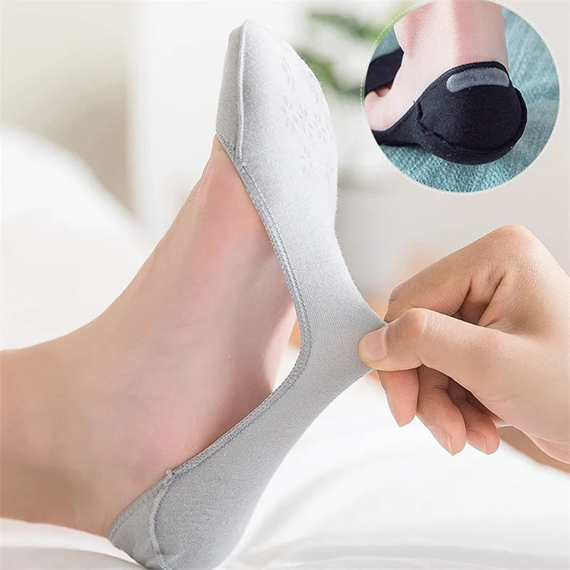 5 Pairs/Lot Women's Cotton Boat Socks Non-Slip Silicone Grip Low Cut Thin Breathable Socks for High Heels Summer No Show Socks