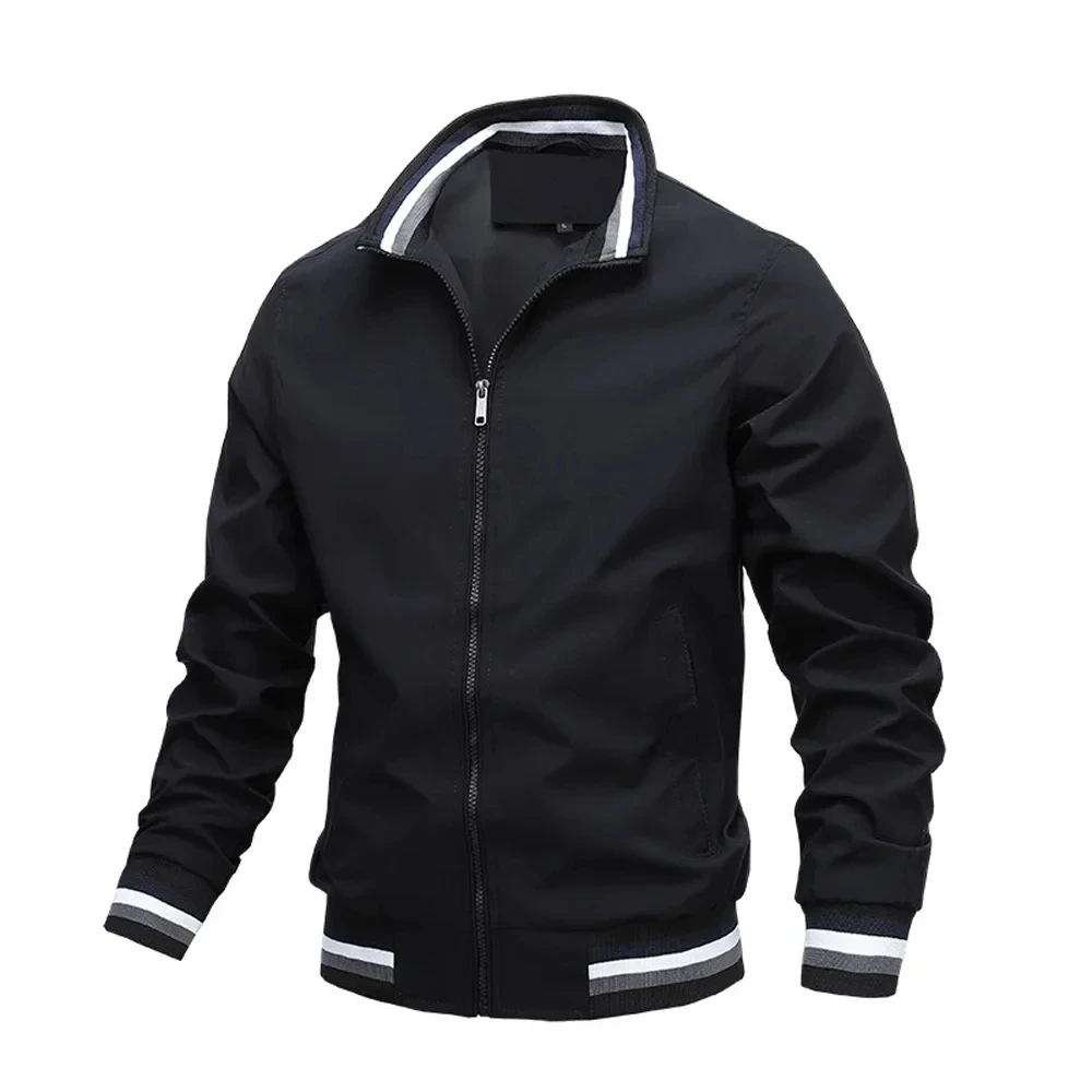 Men's waterproof and windproof jacket, casual bomber jacket, sports jacket, outdoor clothing, white, spring, summer, fashionable