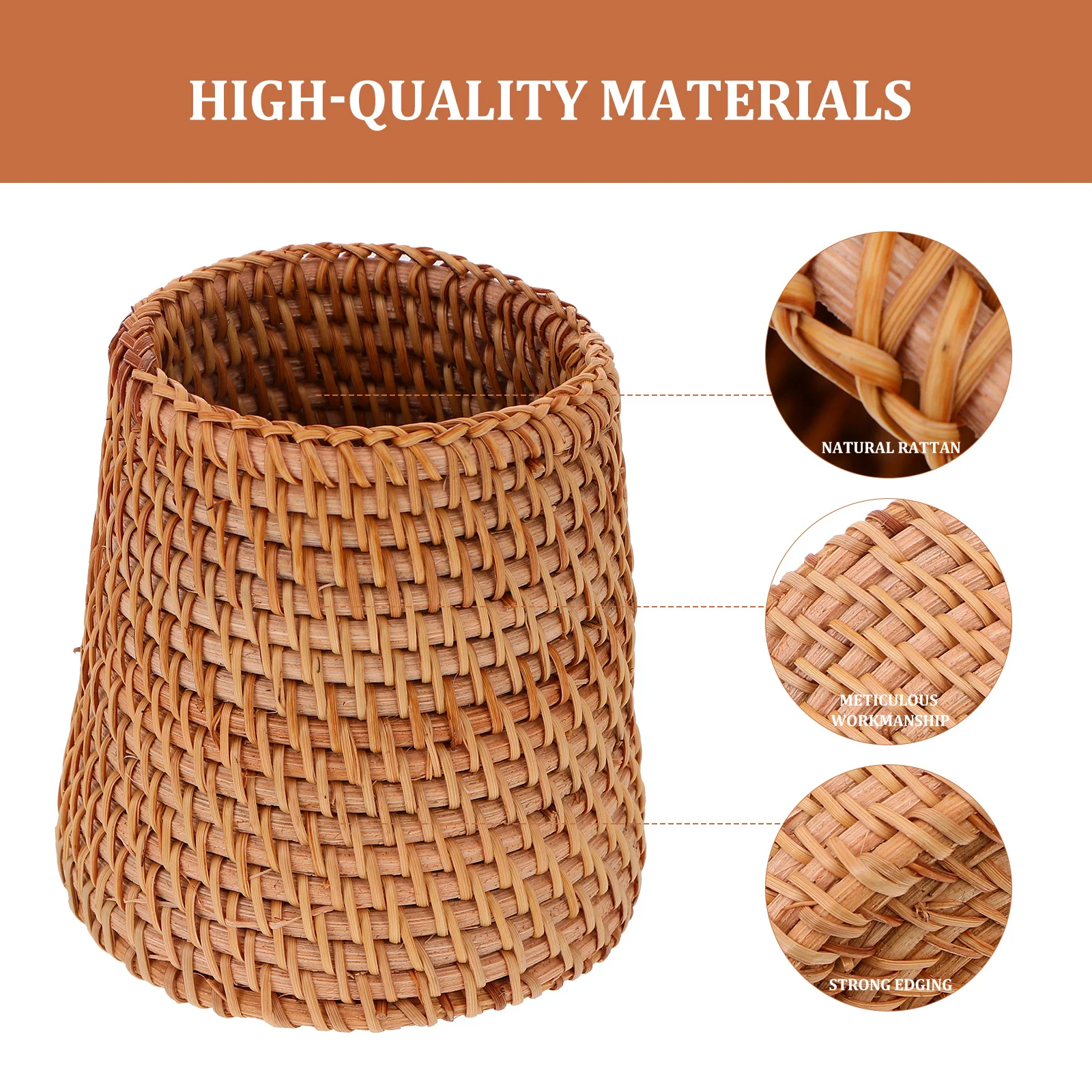 

Woven Pen Holder Holders Pencil Storage Box Stationery Organizer Desk Baskets Stationary Rattan