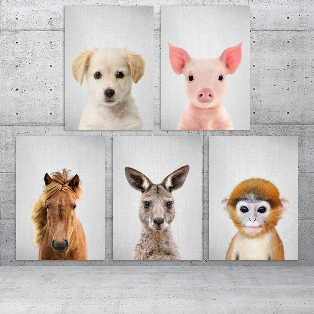

Home Decoration Modern Canvas Cute Pig Prints Animal Dog Paintings Monkey Horse Poster Wall Artwork Modular Pictures Living Room