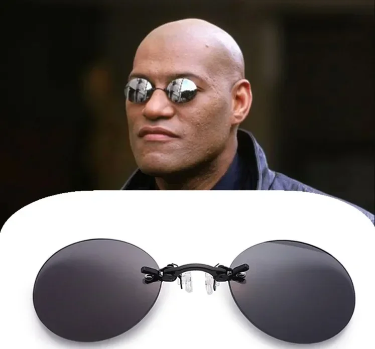 Fashion Clip On Nose Sunglasses Men Vintage Mini Round Sun Glasses Hacker Empire Matrix Rimless Sunglasses UV400