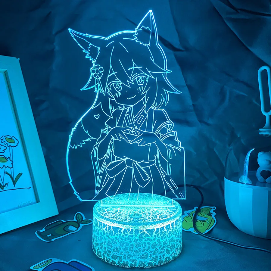 Anime The Helpful Fox Senko San 3D LED Neon Nightlight Birthday Gift for Friend Otaku Bedroom Decor Manga No Senko San Lava Lamp