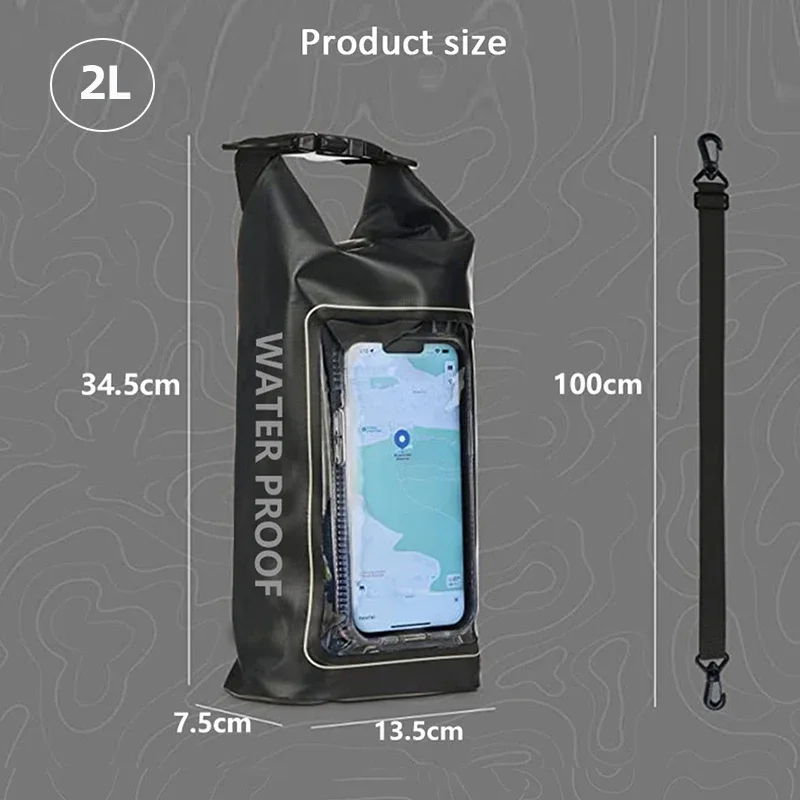 2L/5L Dry Bag Touch Screen Swimming Waterproof PVC Bag Rafting Floating Shoulder Outdoor Sports Bags Surfboard Kayak Storage