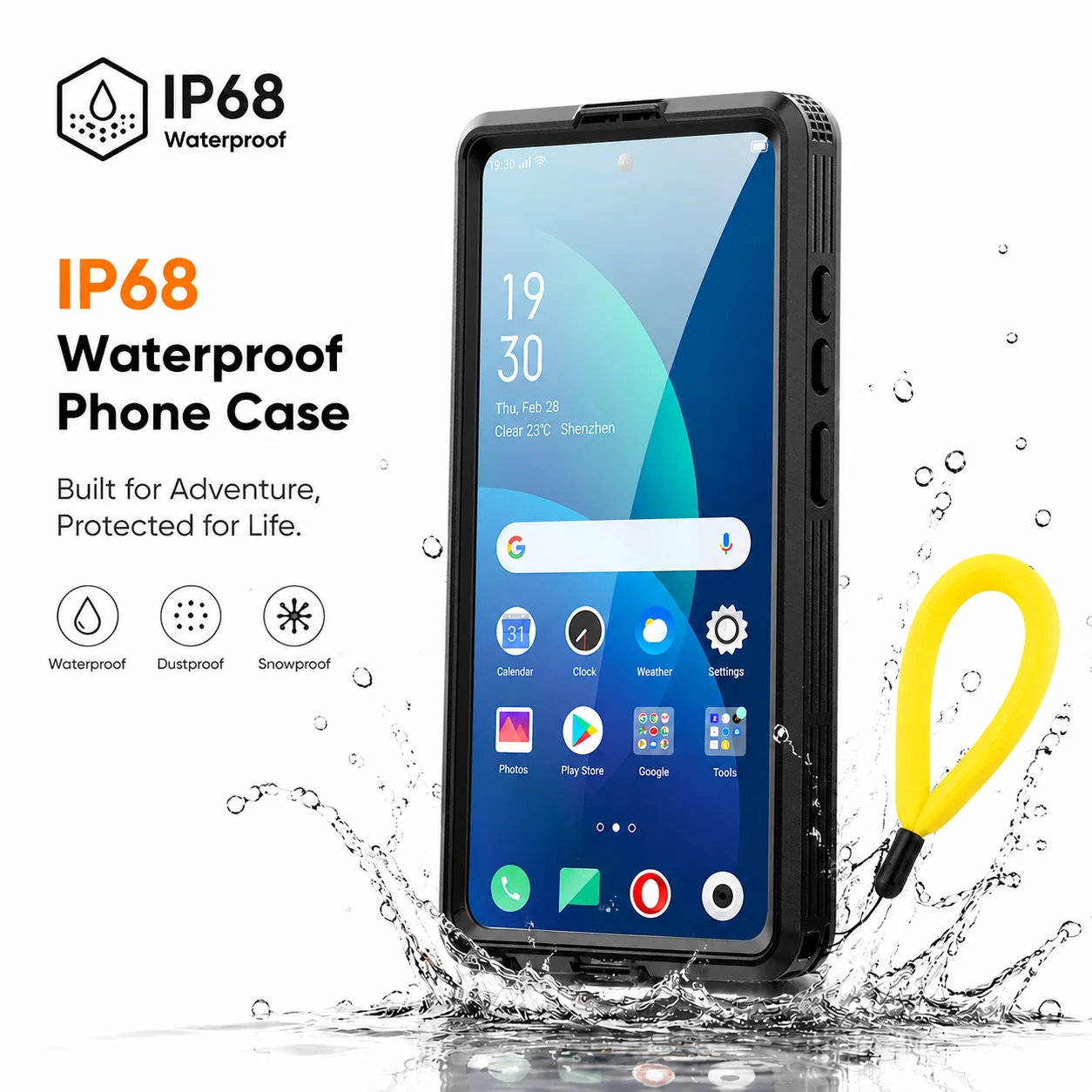 Universal IP68 Waterproof Phone Case with Floating Ring and Touch Accessibility