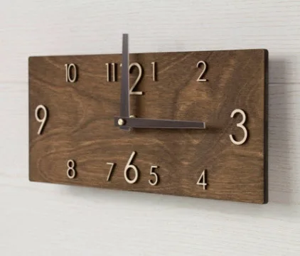 

Rectangular Wooden Wall Clock, 3D Big Hanging Clocks, Retro Creative, Home, Living Room, Office Decoration, Quartz Watch