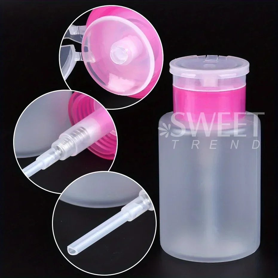 Empty Press Nails Polish Remover Bottle Portable Push Down Pump Dispenser Tool Liquid Container Refillable Salon Accessory 150ml
