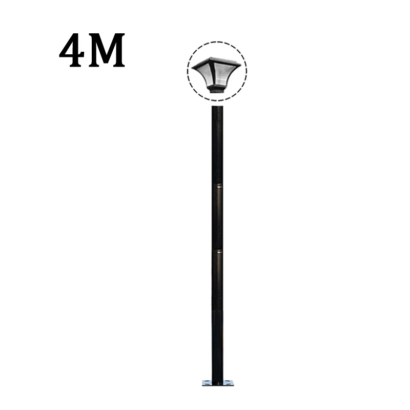4M Diameter 76mm High Black Spliced Street Lamp Pole Modern Park Garden