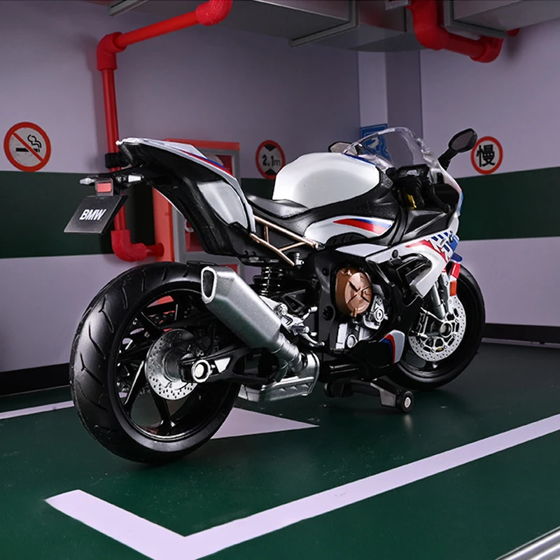 1/12 BMW S1000RR 합금 다이캐스트 오토바이 모델 장난감 컬렉션 취미 쇼크 업소버 오프로드 오토바이 장난감 자동차, 어린이 선물