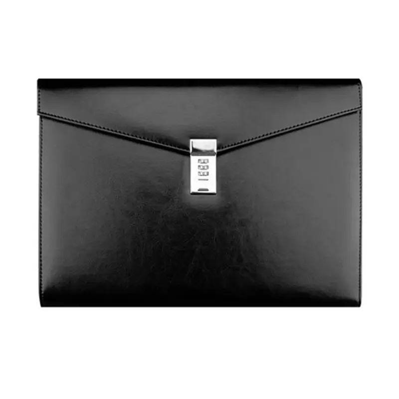 

2022 New A4 Document File Folder with Password Lock Briefcase Organizer PU Leather Office Manager Bag