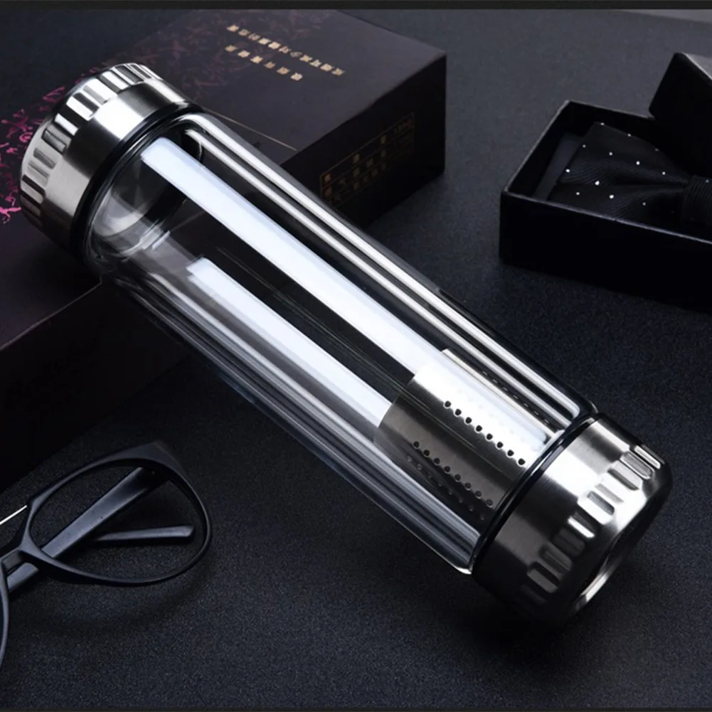 300/400ML Tea Water Bottle Portable Glass Double Wall Tea Water Cup Infuser Tumbler Drinkware Water Bottle With Tea Filter