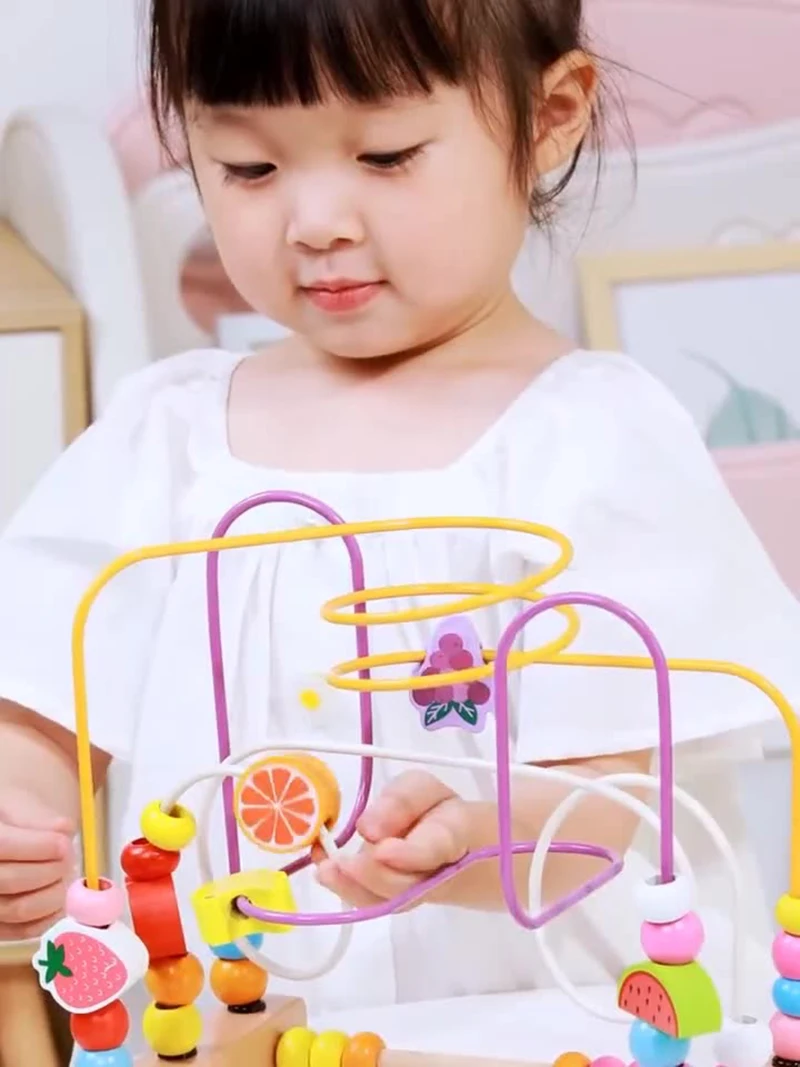 Wooden Bead Maze Toys for Toddler Bead Toy Colorful Roller Coaster Preschool Educational Learning Toys Birthday Gifts 1 2 3 Year
