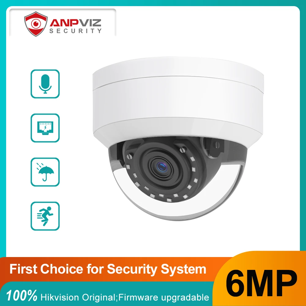 Anpviz 6MP Dome POE IP Camera CCTV Security Home/Outdoor Video Surveillance With Vehicle Human Detection Wide Angle Remote View