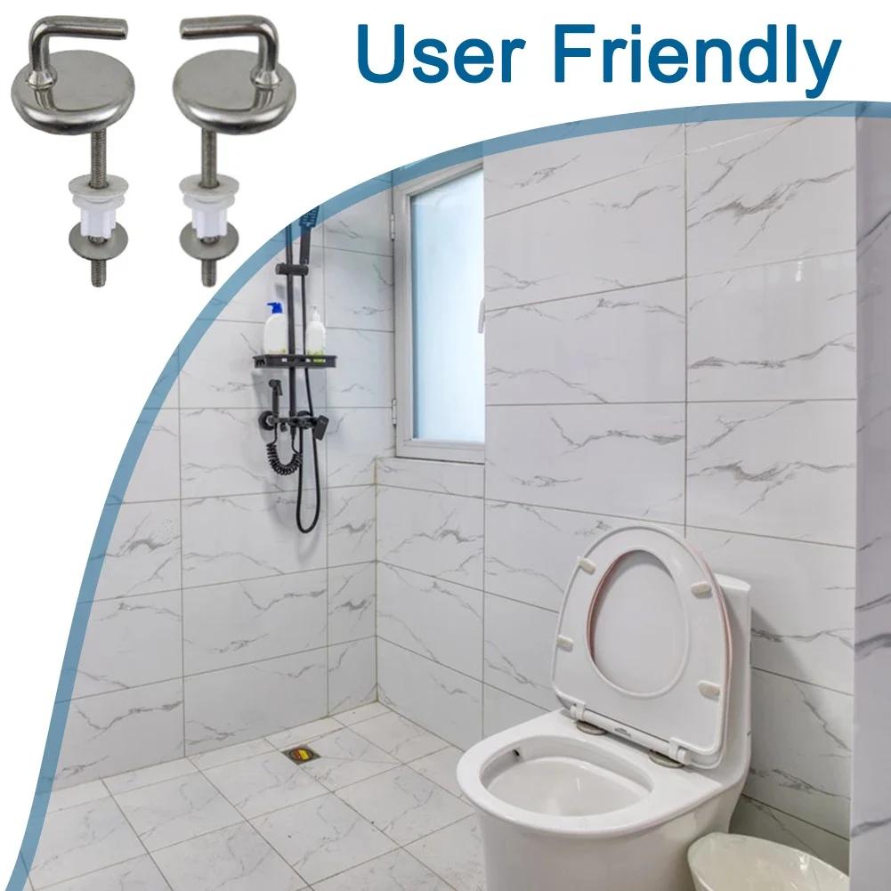 Toilet Seat Accessories Toilet Hinge Replacement 2Pcs Toilet Seat Hinge No Noise Stainless Steel With Mounting Accessory