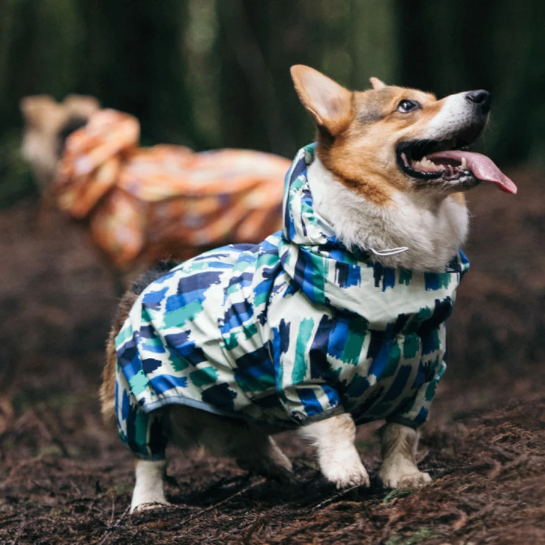 Wasserdichter Hunde regenmantel Ganzkörper überzogener Haustier regenmantel mit schneid barem Bauch Voll druck Outdoor-Regen jacke für mittelgroße Hunde