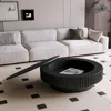 31" Round Black Coffee Table for Living Room, Mid Century Modern  with Sturdy Pedestal, Café Tables 3