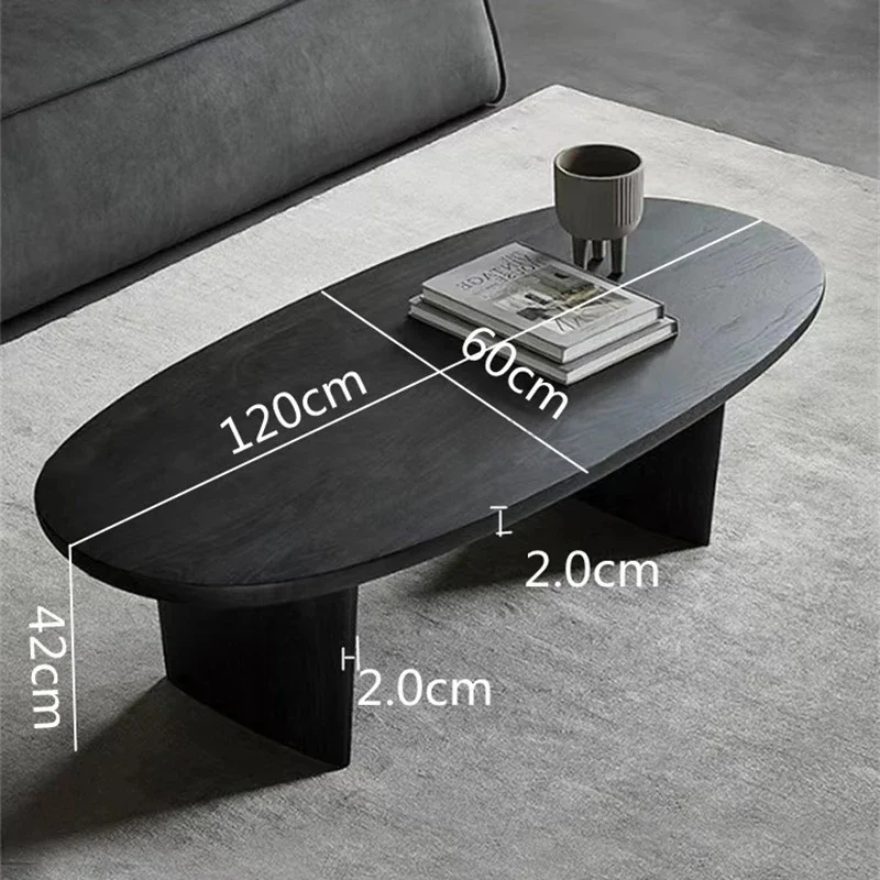 Nordic Solid Wood Black Caf&eacute; Tables for Caf&eacute; Furniture Coffee Tables Upscale Creative Oval Minimalist Living Room Coffee