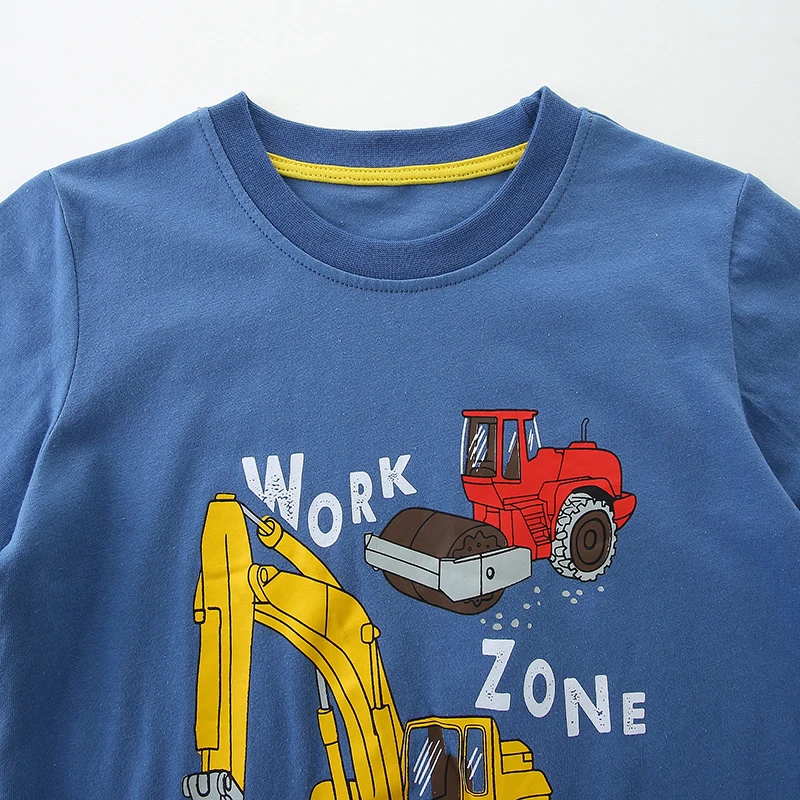 Children's Clothing 2025 Fashion New Summer Tops T-shirts Cartoon Excavator Infant Baby Boys Kids Clothes