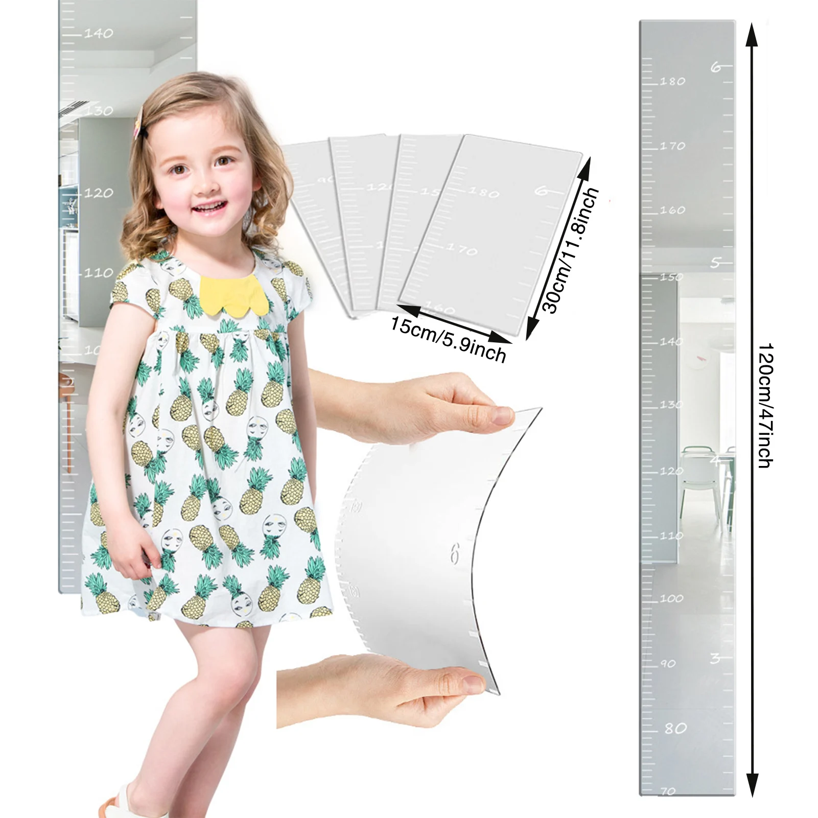 Wall Puzzle Mirror Height Chart Acrylic Height Measurement Ruler for Children's Room Wall Decor