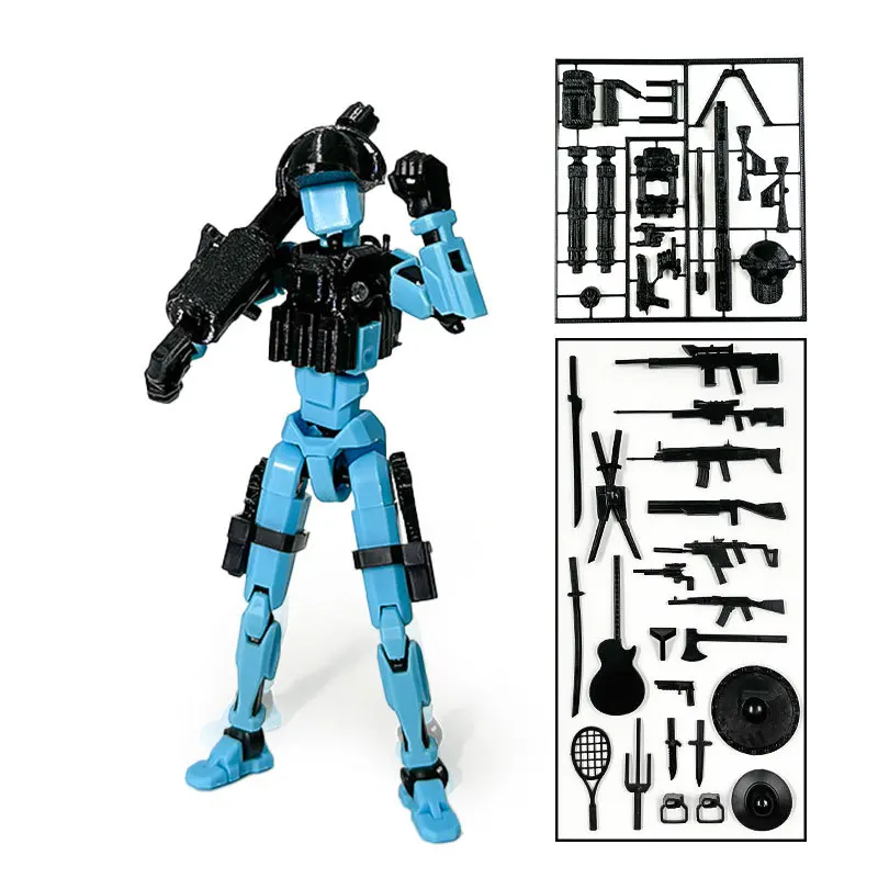 Neue 3D-gedruckte T13 Polizei-Dummy-Figur, Glücksbringer-Actionfigur, mehrfach beweglich, kreatives Stressabbau-Modell zum Zusammenbauen – Detail 10