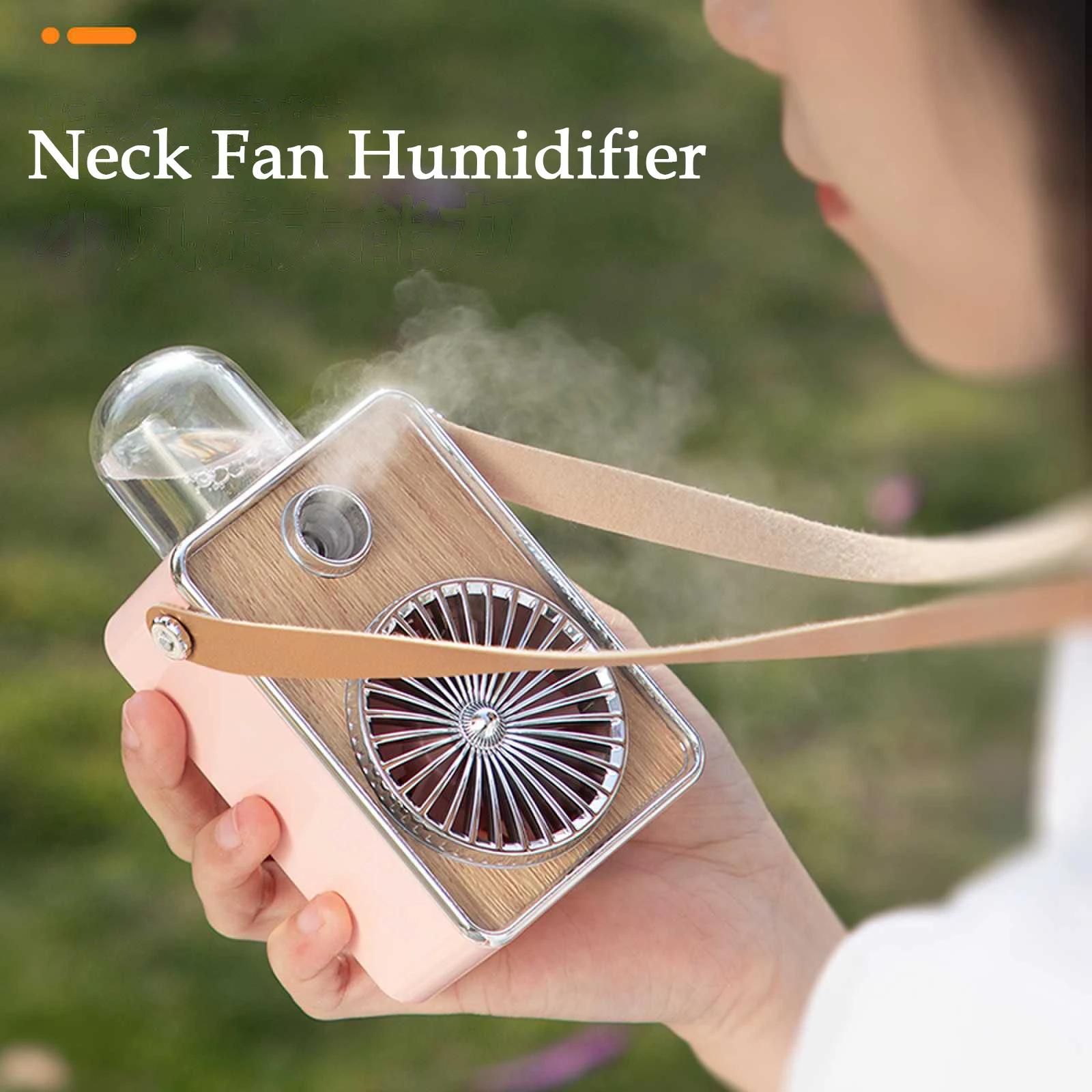 USB charge Neck Fan with Humidifying Misting LED Light Multifunctional Cold Air Conditioner Home Camping Outdoor Travel Picnic