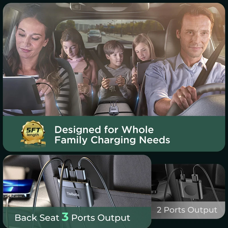 Caricabatterie Per Auto USB A 5 Porte, Nero*2 + Bianco - Foto 3