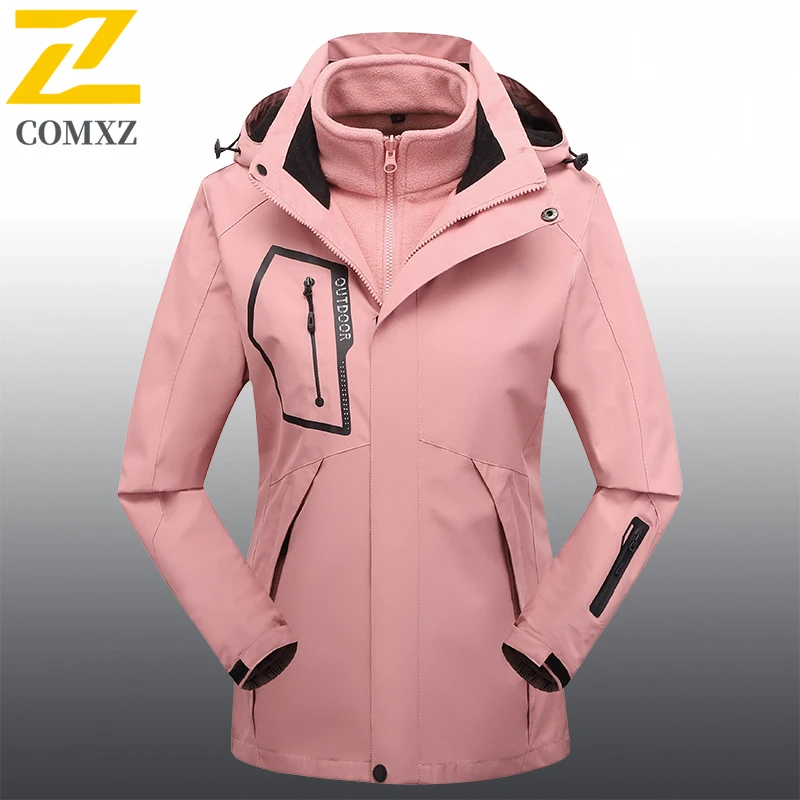 New Mountaineering Charge Jacket Outdoor Windproof Waterproof Chest Zipper Pocket Design Hooded Coat Couple Travel Windbreaker