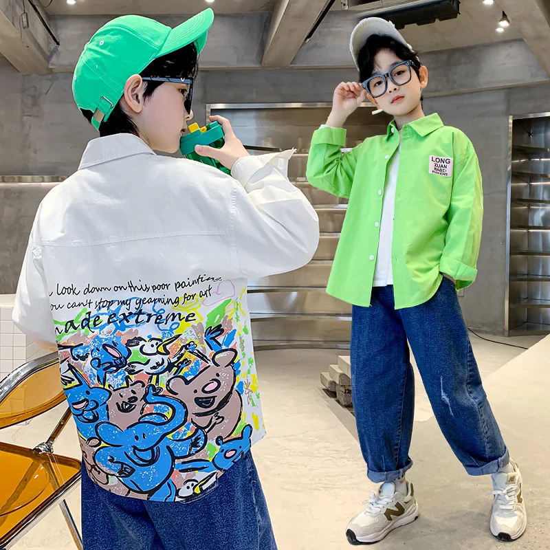 Spring-Summer-Boys-Shirts-Cartoon-Printing-Cotton-Shirt-Coat-Kids ...