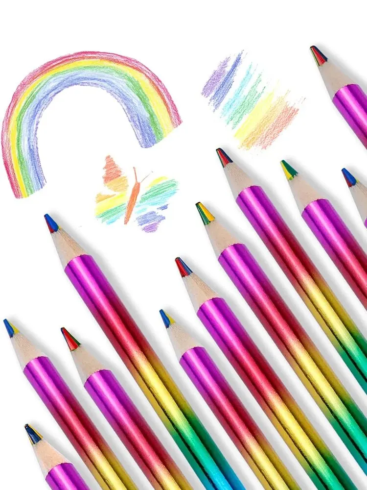 8/16 Stück Regenbogen-Buntstifte, 4-Farben-in-1-Bleistift. Geeignet für Schulen, Studenten, Skizzieren, Kritzeln, Ausmalen, Malen. – Detail 1