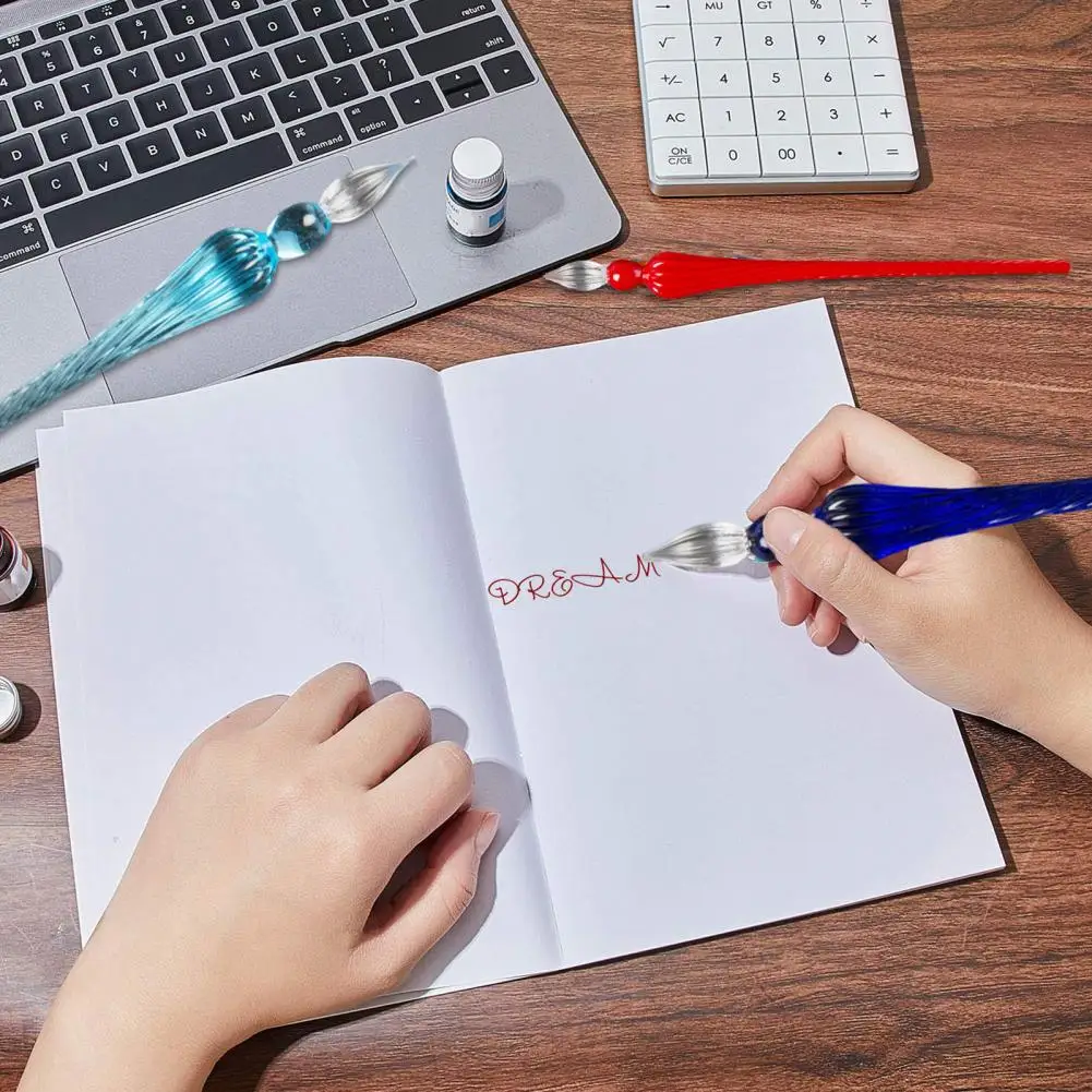 Glass Pen Calligraphy Comics Painting Beautiful Color Effects Dip Pen Smooth Lines Easy to Use Threaded Design Ink Dipping