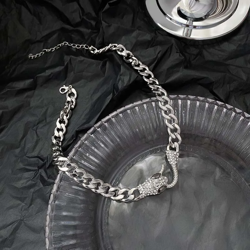 2025 Punk Hip Hop Rock Black Thick Snake Necklace for Women