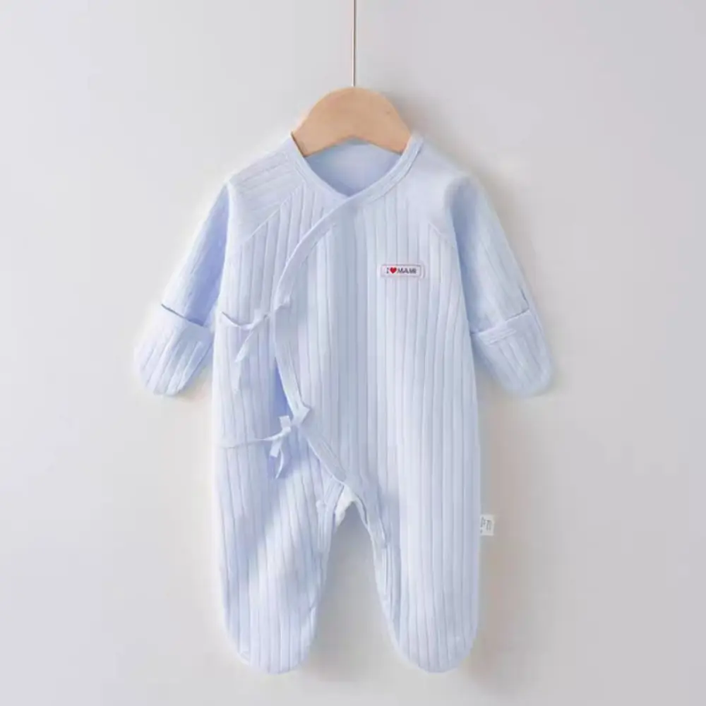 Long Pants Climb Lace Up Baby Romper Casual Outfit Infant Romper Foot-Cover Frogsuit Cotton Anti-scratching Newborn Jumpsuit