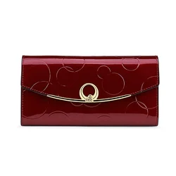 Elegant Faux Leather Women's Wallet in Wine Red, Gold, Blue, and Black (Wine red)