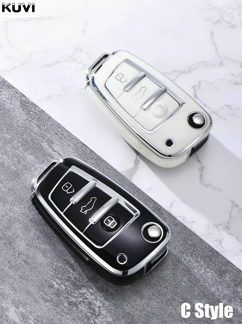Plating TPU Car Key Case Cover Shell Fob For Audi A1 A3 8P A4 A5 A6 C7 A7 S3 S7 S8 R8 Q2 Q3 Q5 Q7 Q8 SQ5 TT RS3 RS6 Accessories key case,key case cover,car key shell,remote control case cover