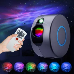 Laser Galaxy Starry Sky Projector Rotating Water Waving Night Light Led Colorful Nebula Cloud Lamp Atmospher Bedroom Decoration
