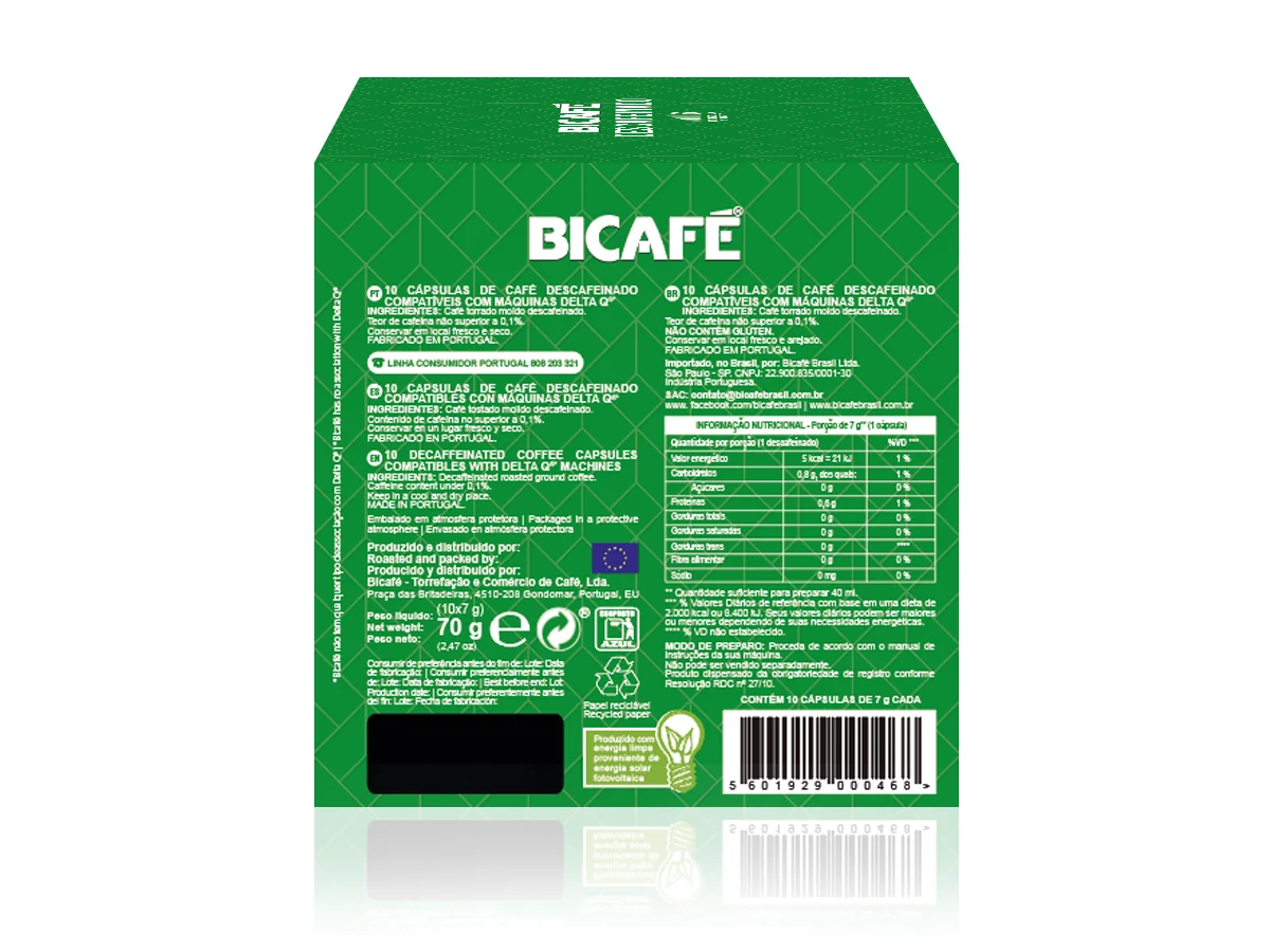 Cápsula De Café Bicafé Descafeinado P/ Máquinas Delta Q*